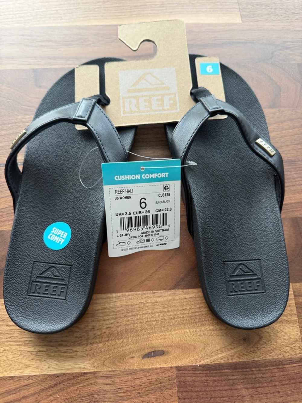 Reef Women's Black Hali Cushion Flip Sandals